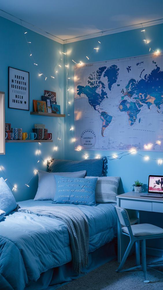 Light Blue Dorm Room